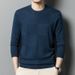 Pure Spring And Autumn Thin Wool Knitted Base Shirt Men's Round Neck Middle-aged Sweater Mulberry Silk Long Sleeve T-shirt_viptrois.com