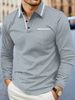 Unbeatable Quality Men's Spring And Autumn Daily Casual Splicing Pocket Solid Color Collar Long Sleeve Large Polo Shirt_viptrois.com
