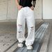 Men's Clothing High Street Summer New Paris Fashion Brand Loose Straight Ripped Jeans Ink Splash Personality Graffiti Handsome Men Thin Version_viptrois.com
