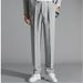 Men's Black Flowy Suit Trousers High-End Straight Leg Loose Fit Business Casual Dress Pants Korean Style Elastic Autumn_viptrois.com