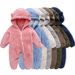 Soft Fleece Hooded Baby Jumpsuit With Mittens - Unisex Cartoon Style Infant Romper For Newborns - Cozy Zipper Closure, Long Sleeve, Neutral Colors_viptrois.com