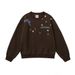 Street Fashion Brand Vibe Bowknot Star Print Crew Neck Sweatshirt Men Loose Casual Spring Autumn Pullover Sportswear_viptrois.com