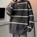 Loom Loom 2025 Striped Knitted For Men, Autumn Winter New Korean And European Style, Loose Fit Youth Sweater Jacket_viptrois.com