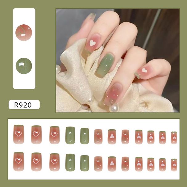 Beauty & Health Blush Love Green Grape French Style Gentle Fresh White Spring Girl Removable Nail Art 24 Pieces_viptrois.com