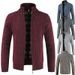 Loom Knitted Stand Collar Thick Sweater Cardigan Jacket Men's Trendy Hot Sale Wholesale_viptrois.com