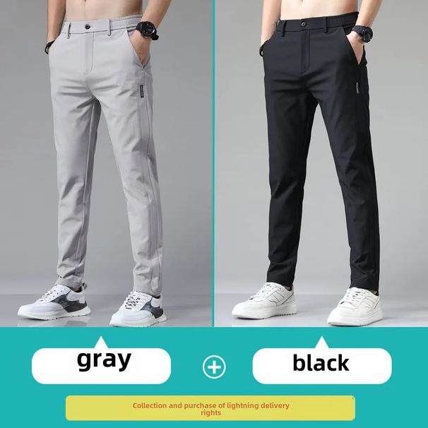 Sommer Eis Seide Dünne Männer Hosen High-end-Stil Abnehmen Glättet Silhouette Gerade-bein Hosen Schnell Trocknende Vielseitige Hosen_viptrois.com
