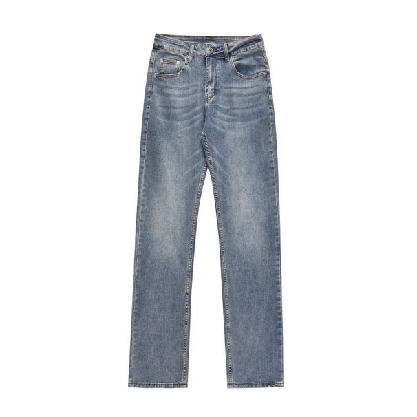 Men's Clothing Retro 2025 Style Trendy Street Washed Blue Design Straight Slim Men's Denim Trousers_viptrois.com