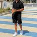 Men's Clothing Summer Short Sleeved Shorts Suit Linen Thin Lapel Loose Solid Color Suit_viptrois.com