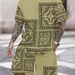 Men's Clothing Short Sleeved T Shirt Shorts Summer Men's Casual Design Textured Square Two Piece Set_viptrois.com
