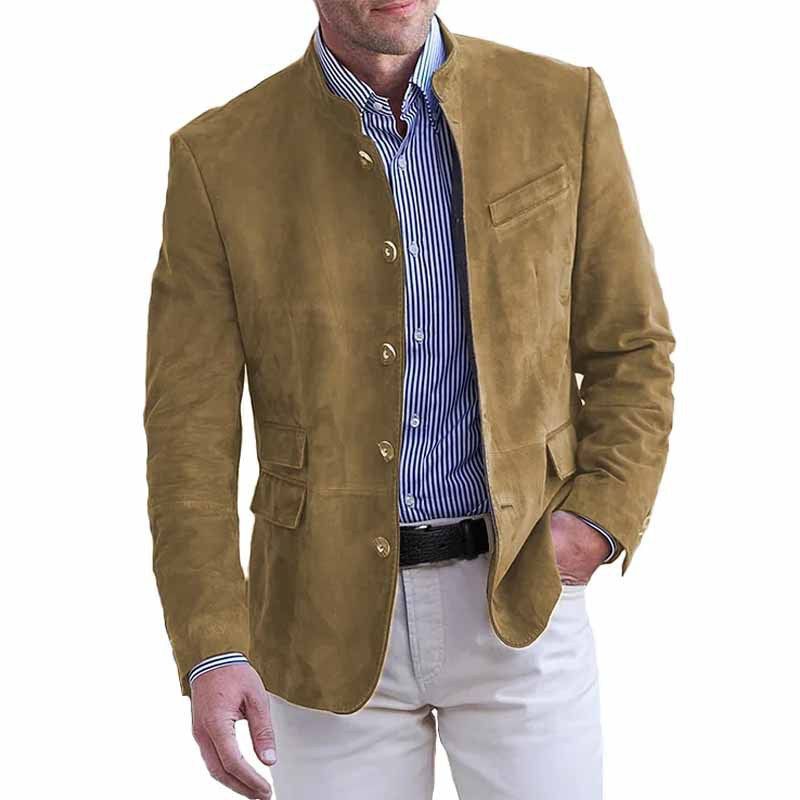 Retro Windproof Jacket For Men – Polyester Casual Coat With Zip Pockets (6 Sizes, Vintage Streetwear, Slim Fit, All-Season Layering Essential)_viptrois.com