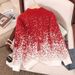 Christmas Snowflake Gradient Men's Autumn And Winter Red Round Neck Knitted Sweater Lazy Style Casual Top_viptrois.com