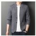 Pure 2025 Men's Korean Style New Suit Collar Solid Color Cardigan Fashion Casual Youth Cross-Border Knitted Sweater Jacket_viptrois.com