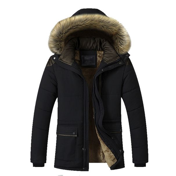 Men’s Winter Fleece-Lined Jacket – Slim Fit Zip-Up Hooded Coat With Detachable Faux Fur Trim (7 Sizes, 4 Colors) | Urban Streetwear & Casual Wear_viptrois.com