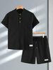 Classic American Prep Striped Short-Sleeve T-Shirt & Pants Set – Premium Minimalist Loungewear For Men_viptrois.com