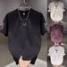Men's Clothing Short Sleeved Fashion Brand Loose Five Point Sleeves T Shirt_viptrois.com
