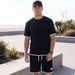 Men's Thin Summer Sports Casual T-Shirt And Shorts Set Waffle Knit Outerwear 2 Piece Style_viptrois.com