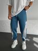 Men's Color Block Sweatpants, Straight Leg Joggers With Contrast Panels, Casual Athletic Pants For Gym & Streetwear_viptrois.com