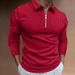 Pulse 2025 New Cross-Border European And American Autumn Winter Zipper Striped Long Sleeve Men's Polo Shirt_viptrois.com