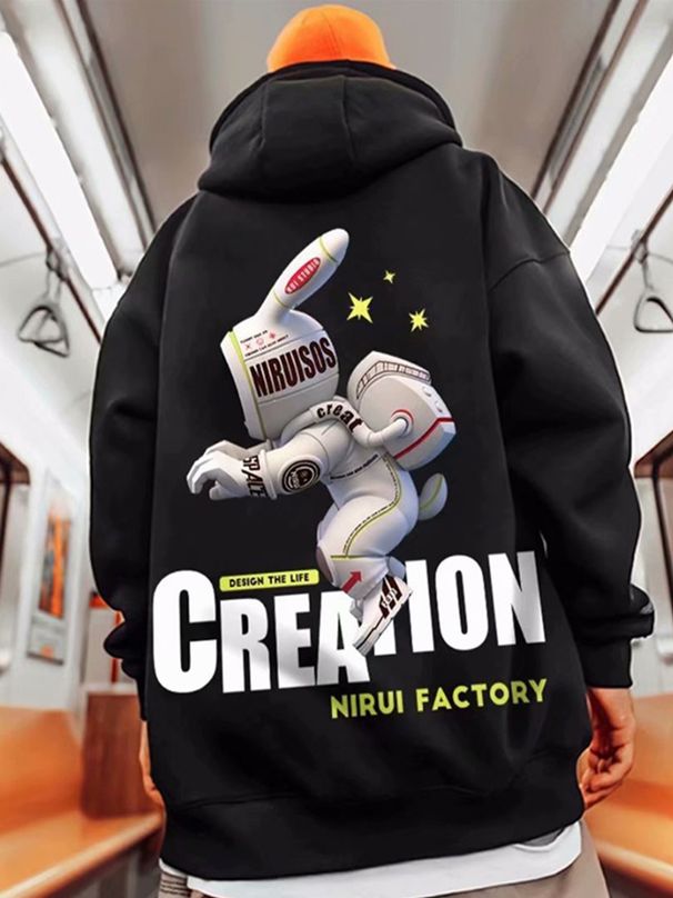 Sudadera Con Capucha De Gran Tamaño Para Hombre Y Mujer, Ropa De Calle Con Estampado De Spaceman, Sudaderas Con Capucha Holgadas De Hip Hop Y2K, Otoño_viptrois.com