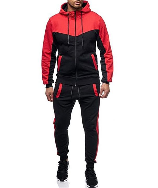Men Winter Tracksuit Set Hooded Zip Up Fleece Lined Sweatshirt Jogger Pants Thickened Warm Sportswear_viptrois.com