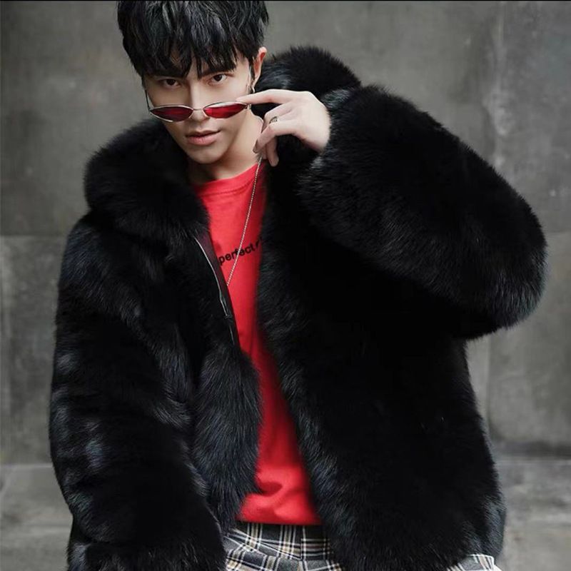 Men's Clothing New Fur Whole Leather Fur Coat Men Haining Fur Jacket Coat Hooded Youth Popular_viptrois.com