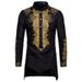 Men's Clothing Medium Shirt Muslim Gold Plated Printed Stand Collar White Shirt_viptrois.com