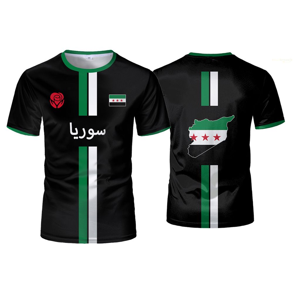 New Syria Football Jersey Men's Sports T-shirts Syrian Flag Street Oversized Tops Unisex Casual Graphic T-shirts Mens Gifts_viptrois.com