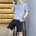 Men's Clothing Thin Suit Round Neck Breathable Short-Sleeved T-Shirt Loose Large Size Versatile Two-Piece Suit_viptrois.com