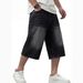 Men's Loose Straight Leg Denim Capri Shorts Summer Washed Distressed Style Exclusive Versatile Casual Pants_viptrois.com