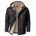 American Size Men's Multi-pocket Plus Size Padded Padded Jacket With Thick Hooded Padded Jacket Medium Long Padded Lamb Fleece Jacket_viptrois.com