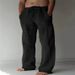 Suitable For All Seasons Men's Plus Size Loose Casual Elastic Waist Drawstring Breathable Sports Cotton Linen 2024 Long Pants_viptrois.com
