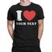 Personalised I Love Heart Custom Any Text Valentines Day Mens Womens T-Shirt Mens Womens Tees Tops_viptrois.com