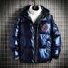 Men's Clothing Winter Fashion Thick Hooded Cotton Padded Jacket With Glossy Finish, Silicone Tiger Head Casual Puffer Jacket Cotton Padded Coat_viptrois.com