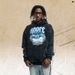 American-style Swan Print Washed Distressed Patch Pocket Hooded Sweatshirt New Loose Casual Top_viptrois.com