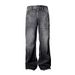 Vintage Washed Denim Pants – Distressed Lightning Cracked Jeans (Unisex S-XXXL, Blue/Black Grey)_viptrois.com