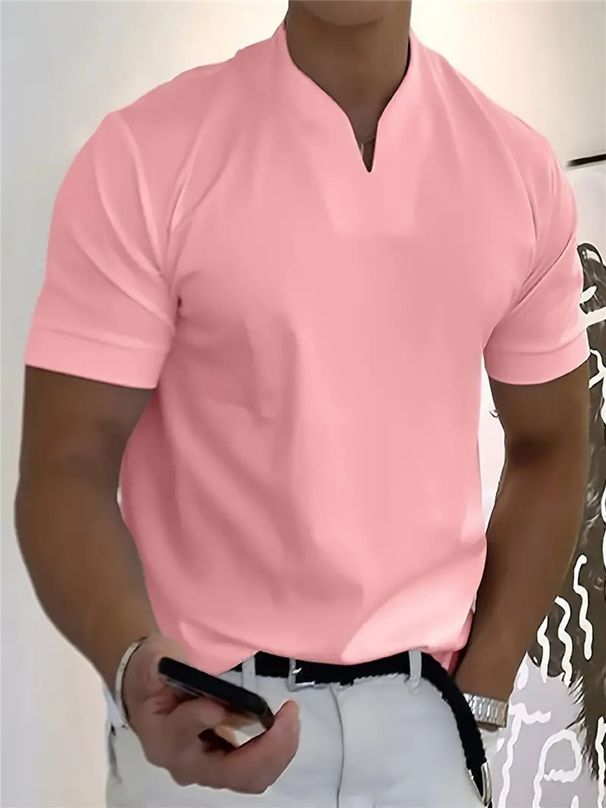Men's Fitness Sports V Neck T Shirt Men's Elastic Short Sleeved T Men's Slim Fit_viptrois.com