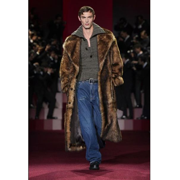 Men's Clothing Men's Fur Coat New Imitation Mink Fur Suit Collar Long Coat Winter Windproof Warm Windbreaker Large Size_viptrois.com