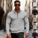 Men's Heavyweight Zip-Up Sweatshirt – Stand Collar Jacquard Pullover (Black, Navy, Khaki, Light Gray, White, S-XXXL)_viptrois.com