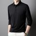 Nordmann Polo Spring Autumn Middle-aged Men Bone Flower Turn-down Collar Long Sleeve T-shirt Business Casual Top Base Shirt_viptrois.com