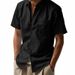 Men's Clothing Linen Loose Casual Lapel Casual Short Sleeved Shirt_viptrois.com