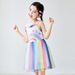Dopamine Summer Children's Swimsuit Girls Gradient Rainbow Princess Style Swim Skirt Beach Vacation Cute Swimsuit Dress_viptrois.com