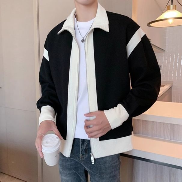 Uniquely Designed Contrasting Color Jacket For Men, Loose Twill Jacket For Spring And Autumn Men's Wear_viptrois.com