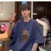China-Chic Summer T-shirt Male Bear Print Loose Fashion Casual Versatile Bottoming Shirt Cotton Short Sleeved_viptrois.com