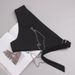 New dark concave shape one-shoulder vest women's fashion chain loose and versatile black fashionable waistcoat personalized vest_viptrois.com