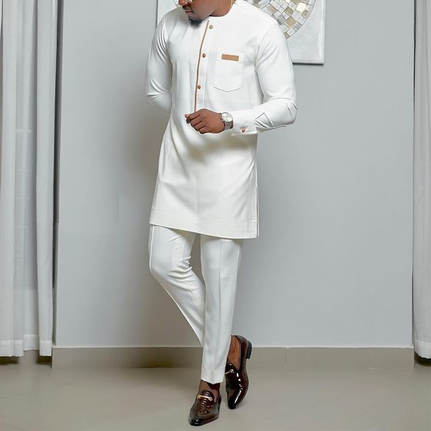 Men's Clothing new ethnic style solid color mixed color simple casual men's shirt (no pants in stock)_viptrois.com