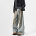Abandoned Earth Style Wide Jeans Men's Spring American High Street Dirty Loose Straight Leg Casual Pants_viptrois.com