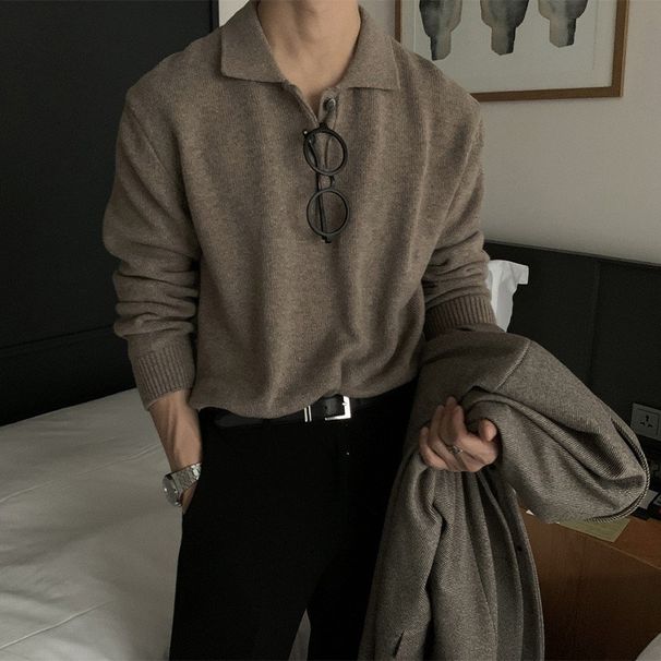 New Autumn And Winter Knitwear Outerwear Sweater Casual Loose Collar Men's Clothing_viptrois.com