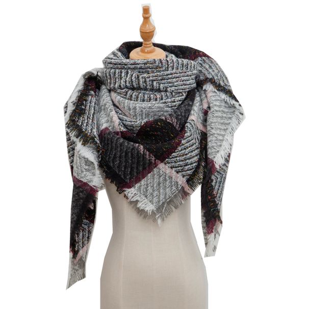 Unisex Shawl bib large plaid triangle scarf_viptrois.com