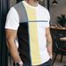 Men’s Slim-Fit Color Block T-Shirt – Wrinkle-Resistant Polyester, Short Sleeve Crew Neck (7 Colors, 5 Sizes)_viptrois.com