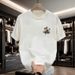 Men's Summer Korean Version New Short Trendy Printed Half Sleeved Top Loose Round Neck Pullover T-shirt_viptrois.com